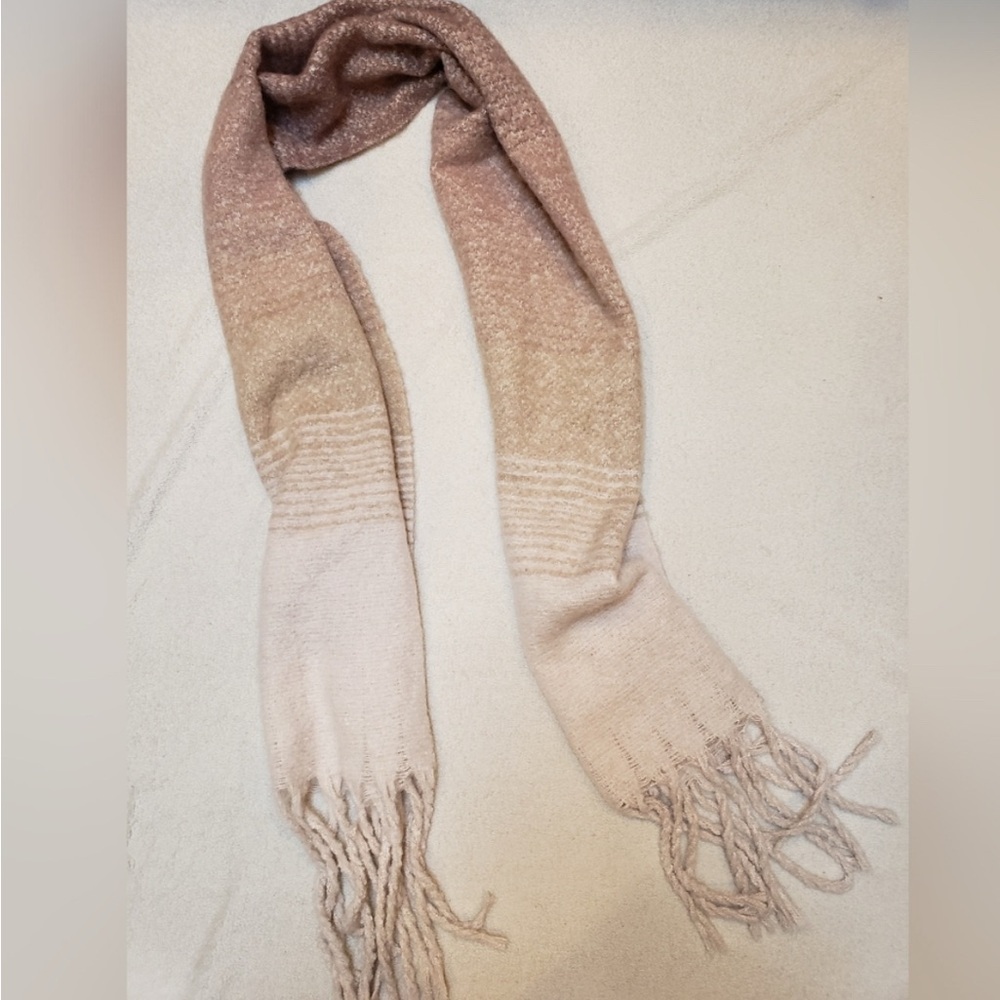 Oversized Mer-Sea Ombre Wrap Scarf Blanket in Pale Pink and Cream